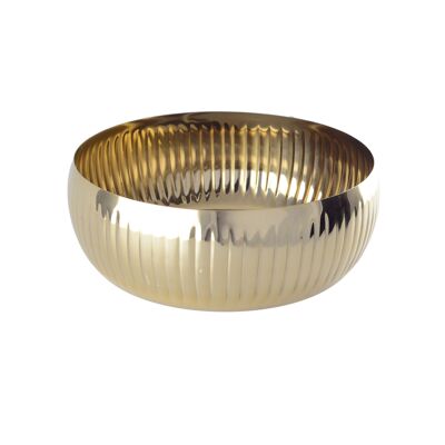 GOLDEN FRUIT BOWL WITH RIBBED PATTERN 24CM