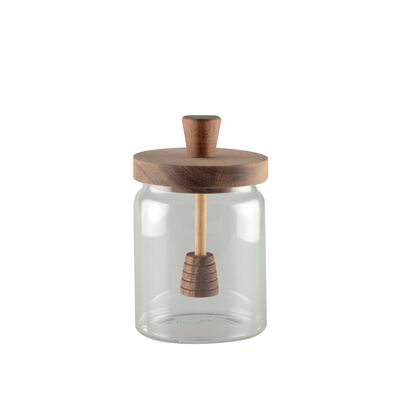 GLASS HONEY POT WITH WOODEN LID