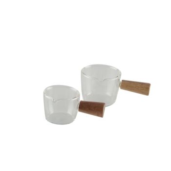 MINI CASSEROLETTE EN VERRE AVEC MANCHE EN BOIS 11.5X6.5X5CM 3