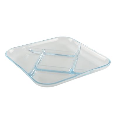 DISH 5 SQUARE COMPARTMENTS IN GLASS