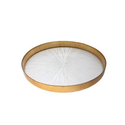 PLATEAU ROND 33CM BORDURE DOREE