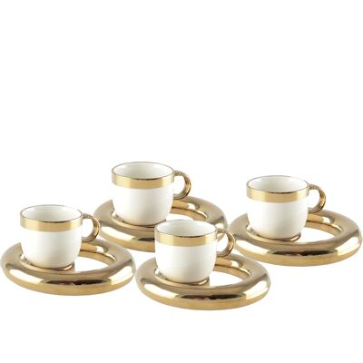 SET OF 4 GOLDEN CIRCLE COFFEE CUPS