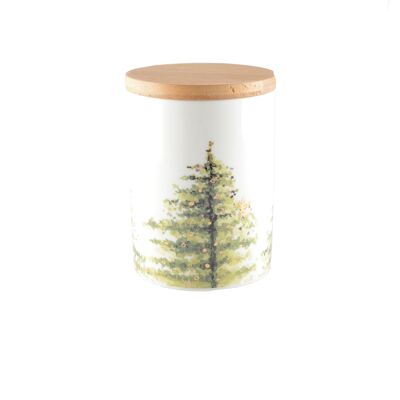 POT AVEC COUVERCLE EN BOIS 10X10X13.8CM - SAPIN