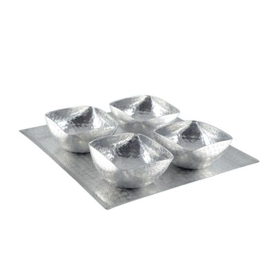 SET OF 4 CUPS ON ALUMINUM TRAY