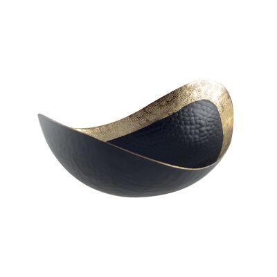 SALAD BOWL BLACK METAL EDGE GOLD 28X21CM