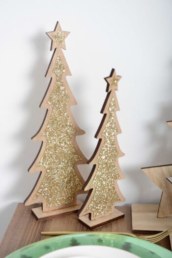 SAPIN DE NOËL DECORATION EN BOIS 14X4X35.5 CM 2