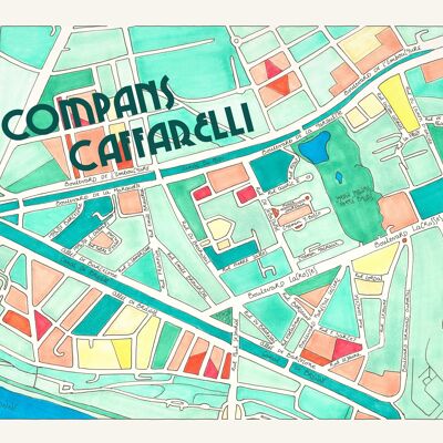 POSTER illustration of the COMPANS CAFFARELLI district plan, TOULOUSE