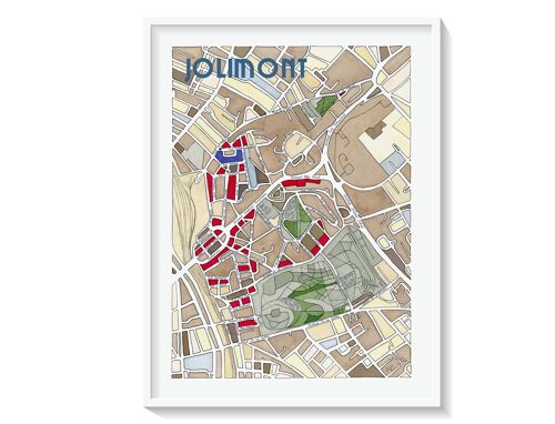 AFFICHE Illustration du Plan du Quartier quartier JOLIMONT, TOULOUSE