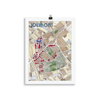 AFFICHE Illustration du Plan du Quartier quartier JOLIMONT, TOULOUSE 4