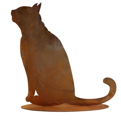 Decorazione in metallo gatto seduto in patina