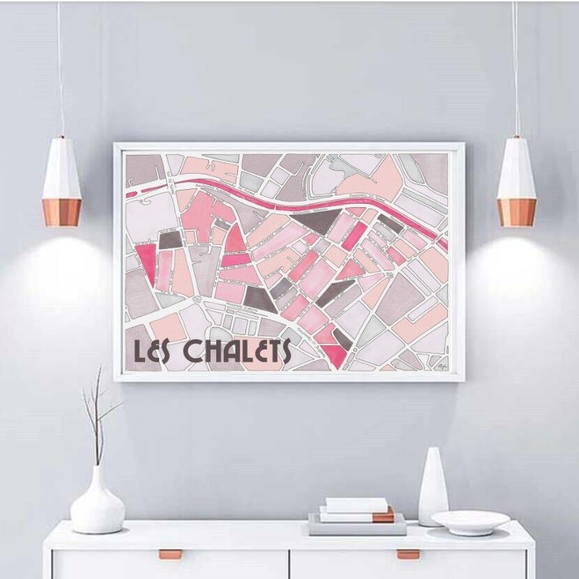 POSTER Illustration Map of the Les CHALETS District, TOULOUSE