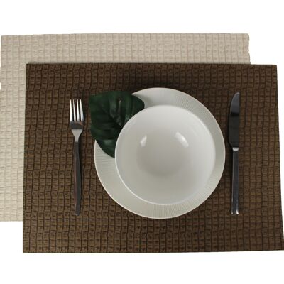 Placemat set of 6 artificial leather crocodile beige brown two-tone
