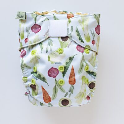 Modern cloth nappy Narrow Velcro V2 - Veggies snack Olivia diapers
