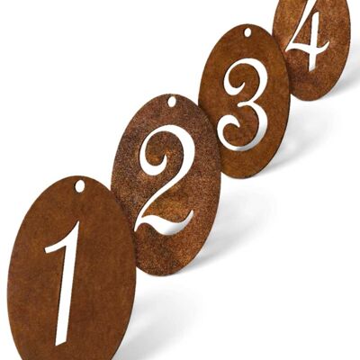 Advent decoration numbers 1 - 4, made of rusty metal, Christmas and Advent decoration