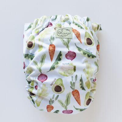 Modern cloth nappy Narrow Snaps V2 - Veggies snack Olivia diapers