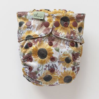 Modern cloth nappy Narrow Snaps V2 - Sunflowers Olivia diapers
