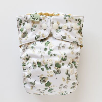 Modern cloth nappy Narrow Snaps V2 - Simply leaf Olivia diapers
