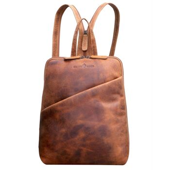 Mari Daypack Sac à dos de ville en cuir pour femme Petit pour iPad - Camel 1