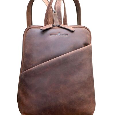 Mari Daypack Women's Leather City Backpack Small for iPad - Khaki