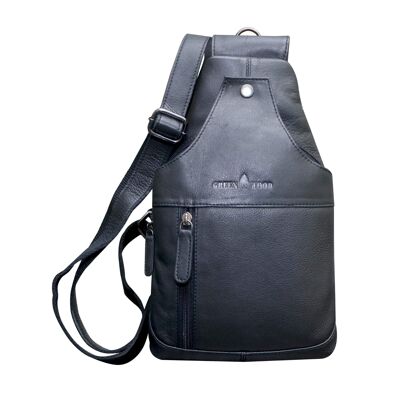 Tom Chest Bag Men's Leather Sling Bag Women's Shoulder Bag - Black