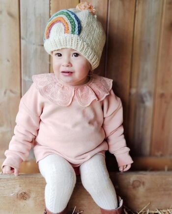 Bonnet arc-en-ciel tricoté bébé 6-12 mois 12