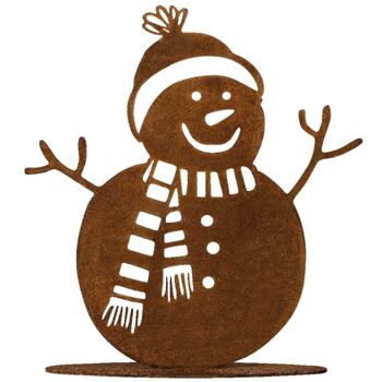 Noël | Bonhomme de neige Norbert en métal | Taille 1 | Décoration d'hiver rouille pour jardin et maison 5
