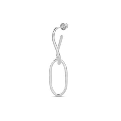 Boucle d'Oreille Chaîne Martelée 2 Maillons Argent