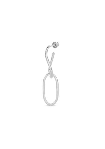 Boucle d'Oreille Chaîne Martelée 2 Maillons Argent 1