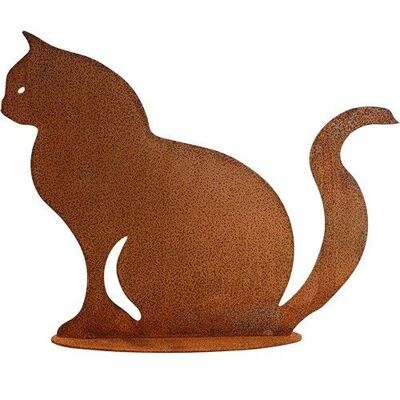 Rost Deko Katze "Cleo" | auf Bodenplatte | Gartendeko Vintage Dekofigur aus Metall