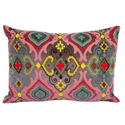 Mandala Cushion Lola Brown Embroidered | 48x30cm | oriental velvet pillow with filling