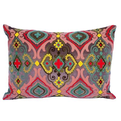 Mandala Kissen Lola Braun bestickt | 48 x 30 cm | orientalisches Samtkissen mit Füllung