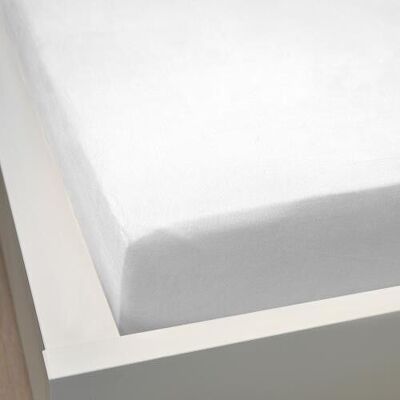 WHITE FITTED SHEET - 57 threads/cm2 160x200 cm