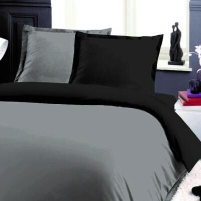 SET OF 3 PIECES DUVET COVER TWO-TONE ANTHRACITE/LIGHT GRAY 220x240 cm