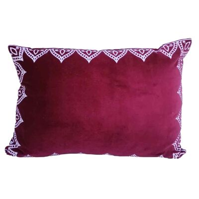 Cojín de terciopelo Luka Burdeos bordado | 45x30cm | almohada oriental