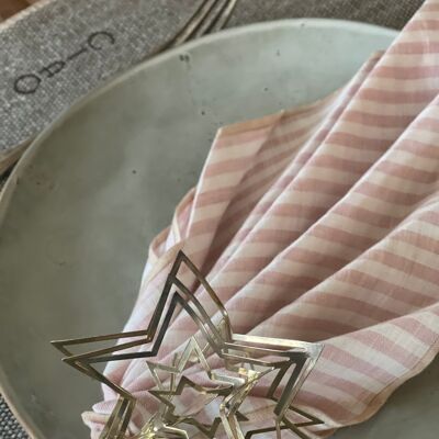 La serviette de table Gipsy - Chambray olive - La serviette de table Gipsy - Rayures rose