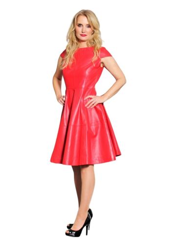 A-Style - robe en cuir en cuir VÉRITABLE rouge - Meran 2