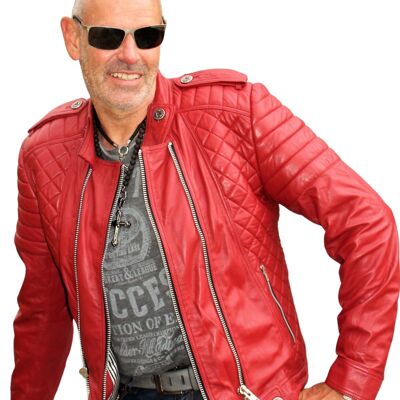 Biker jacket GENUINE leather in RED for men