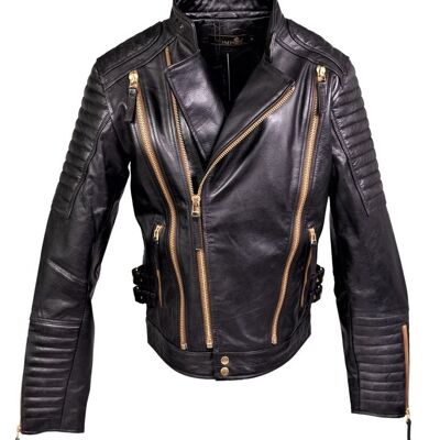 Biker jacket made of GENUINE leather without rivets by Pompöös