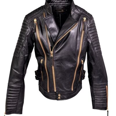 Bikerjacke-Lederjacke aus ECHT-Leder ohne Nieten von Pompöös