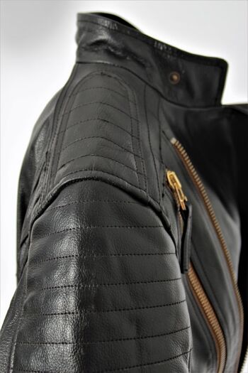 Blouson motard en cuir VÉRITABLE sans rivets par Pompöös 4