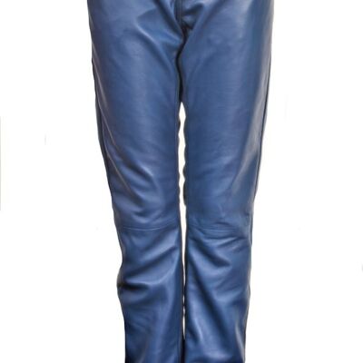 Jeans firmati in vera pelle blu