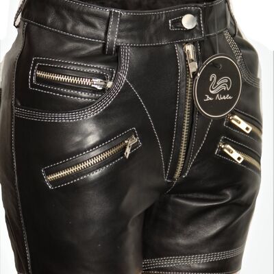 Short en VRAI CUIR noir pour homme