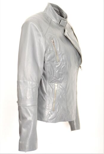 Élégante veste en cuir design CUIR VÉRITABLE Sylt gris 4
