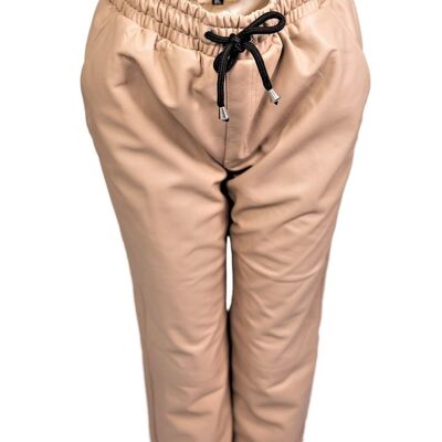 Jogginghose als Lederhose aus ECHT-Leder in beige