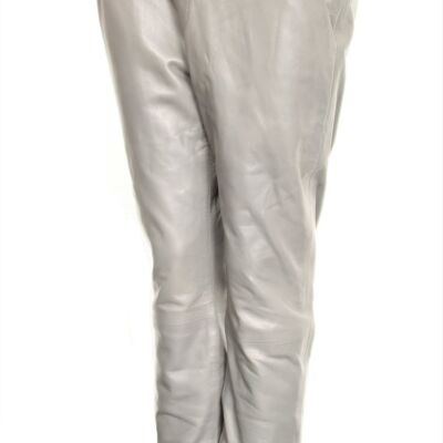 Jogging pants as leather pants made of GENUINE leather in grey