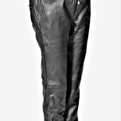 Jogging pants as leather pants made of GENUINE leather in black