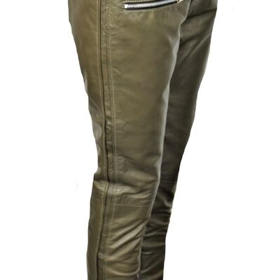 Pantaloni della tuta Lederhose in VERA pelle color oliva