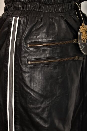 Pantalon de survêtement/pantalon en cuir VÉRITABLE cuir avec bandes latérales 3