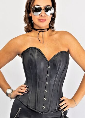 Corset en cuir VÉRITABLE noir 3