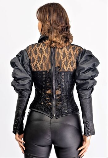 Corset en cuir VÉRITABLE noir 4